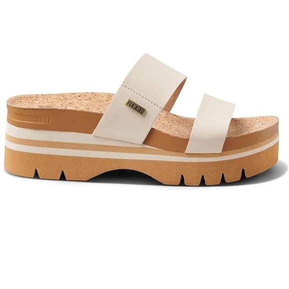 Reef Women's White & Tan Cork Cushion Vista Higher Slide PlatformSandals - Picture 2 of 7